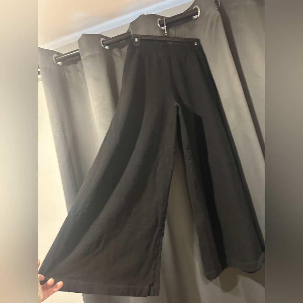 NWOT Zara Black Extra Wide Leg Knit Pants, Size S, Women